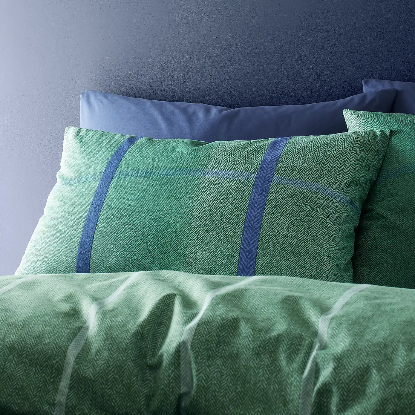 Melrose Tweed Brushed Cotton Duvet Cover Set | Green