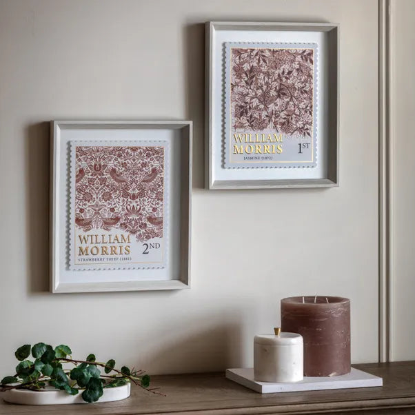 William Morris Stamp Red Framed Art
