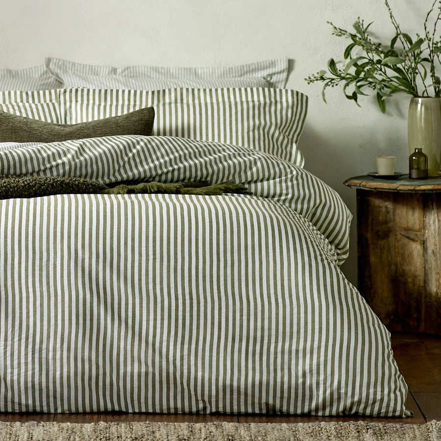 Hebden Stripe Duvet Set | Olive