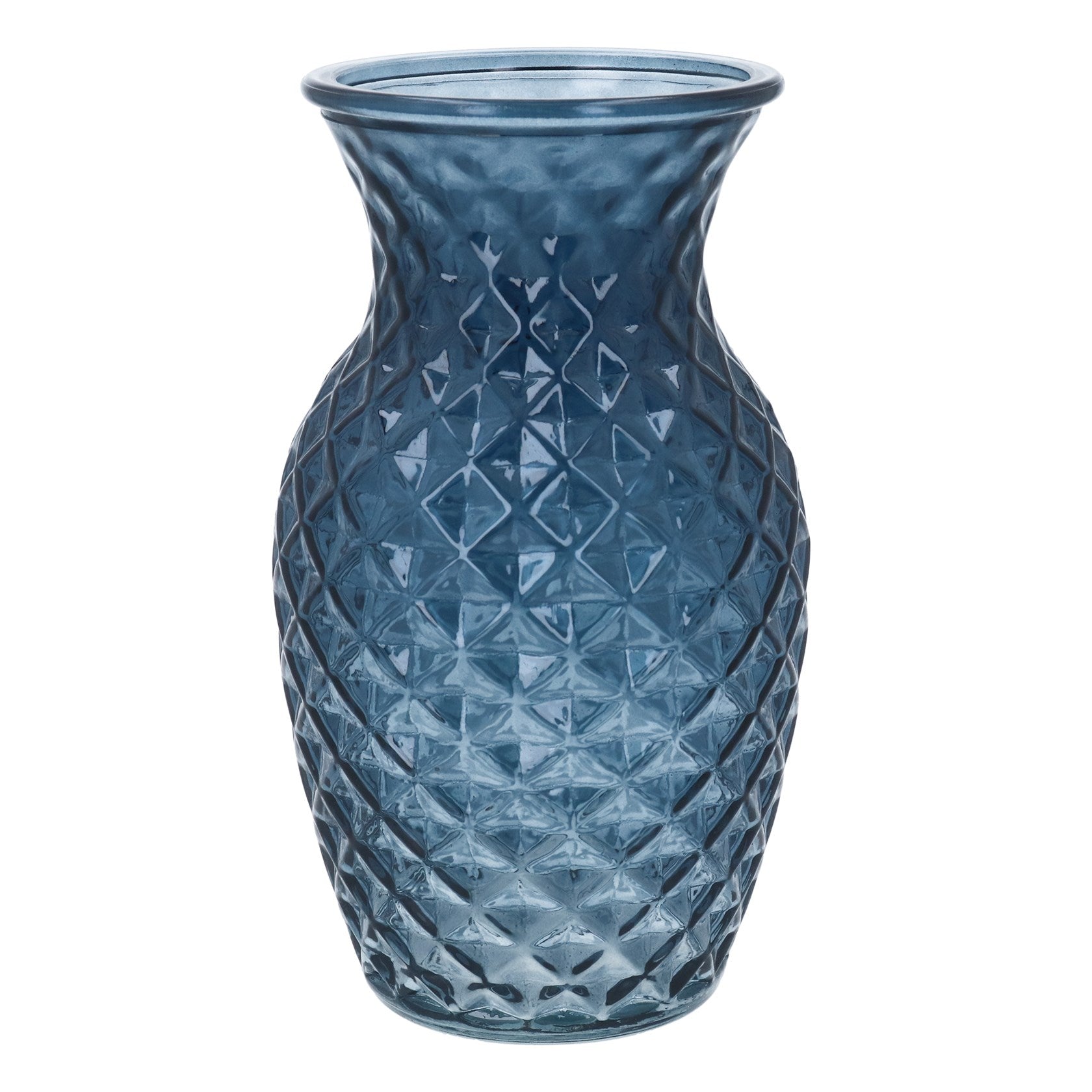 Navy Crystal Cut | 19cm Glass Vase