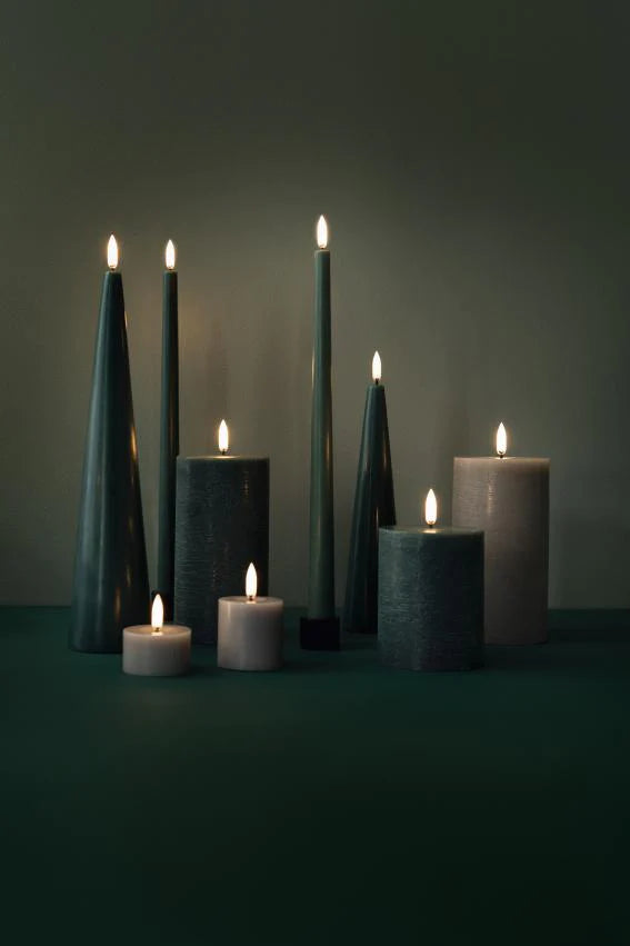 Olive Green | LED Small Pillar Candle
