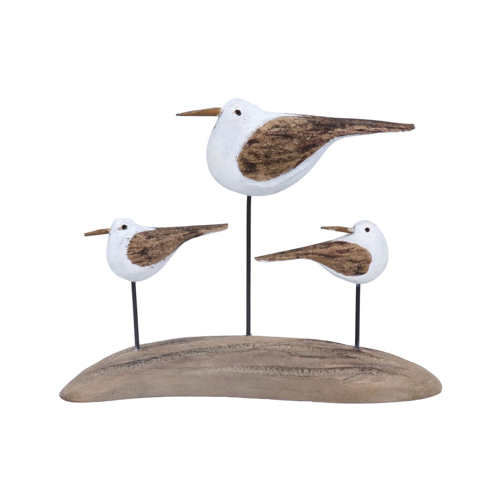 Rustic Seagulls on Plinth | Wood Ornament