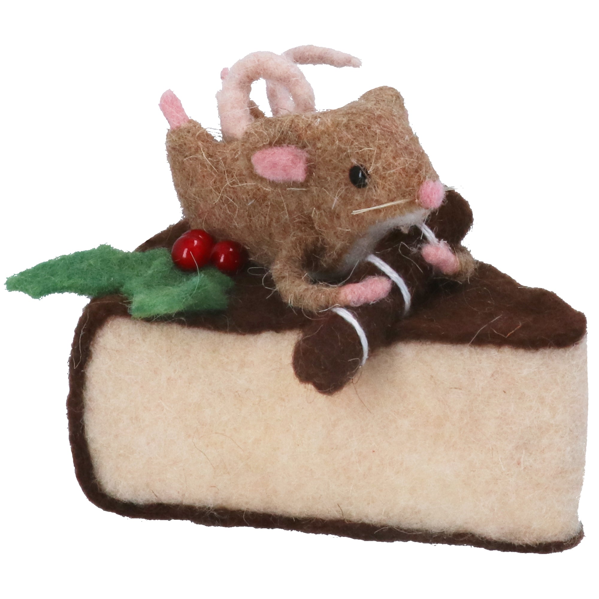 Mouse on Cake Slice | Wool Ornament