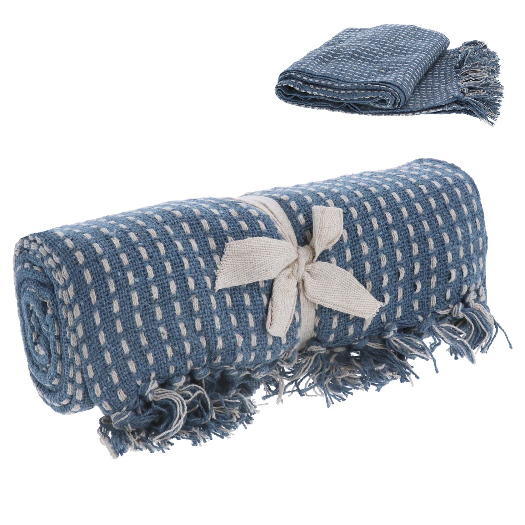 Blue Woven Stab Stitch | Cotton Throw