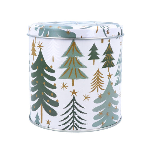 Cream & Green Trees | Metal Tin