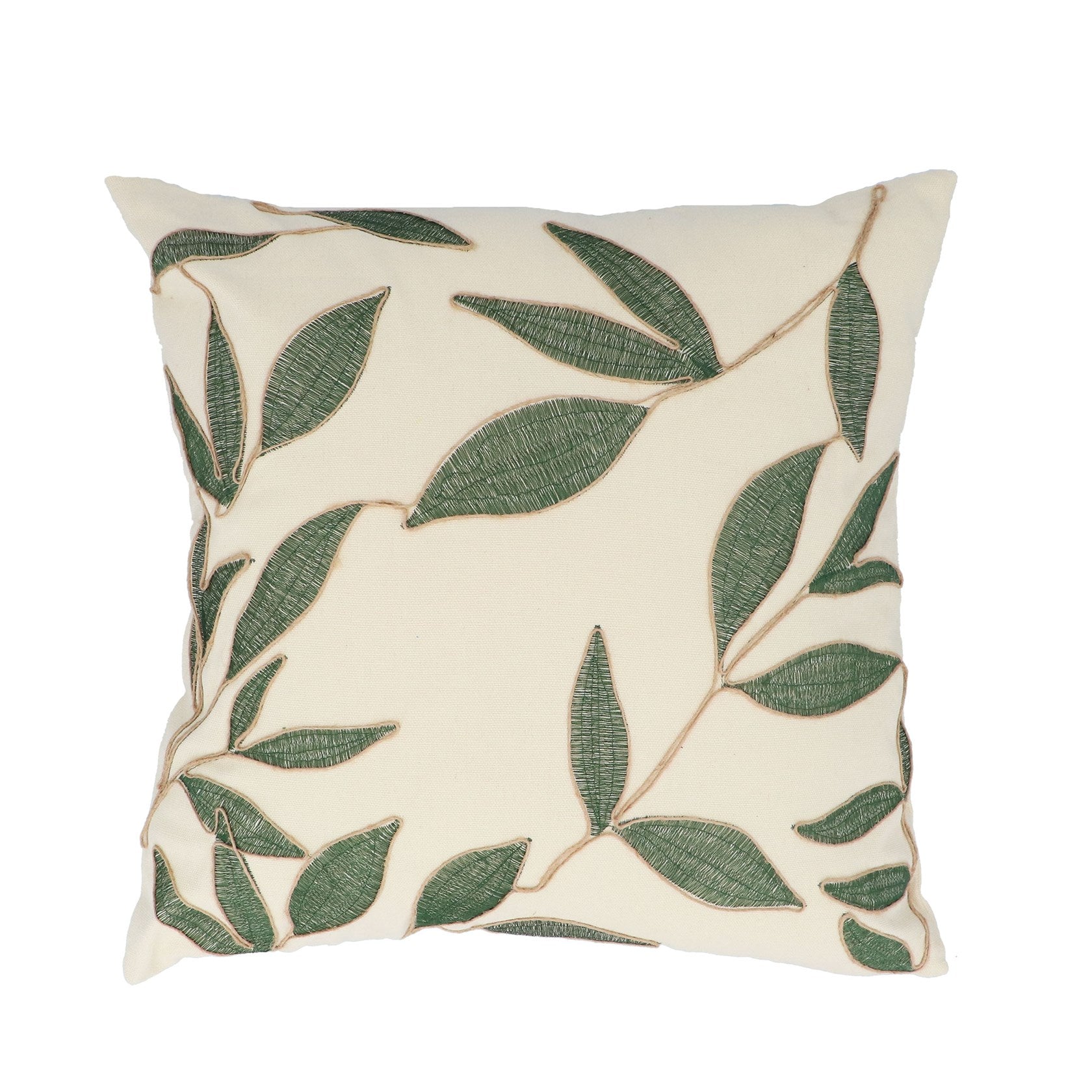 Embroidered Leaves | Square Cushion