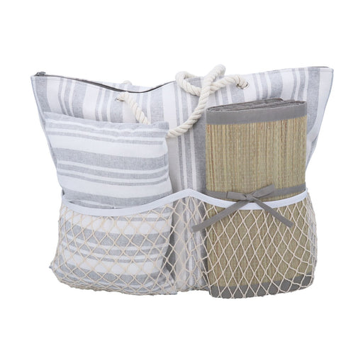 Grey Stripe Beach Bag