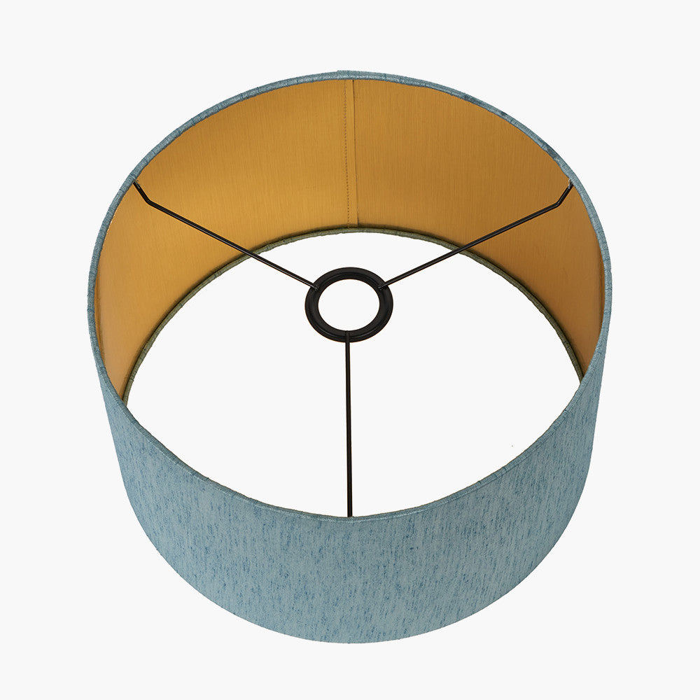 Stellan Duck Egg Slubbed Faux Silk Gold Lined Cylinder Shade