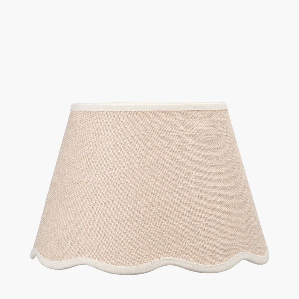 Tabitha Cream Jute Scalloped Edge Tapered Candle Clip Lampshade with Cream Binding