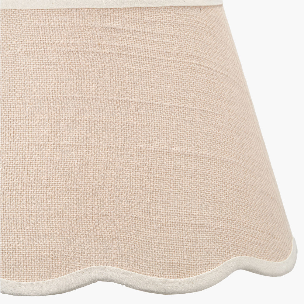 Tabitha Cream Jute Scalloped Edge Tapered Candle Clip Lampshade with Cream Binding