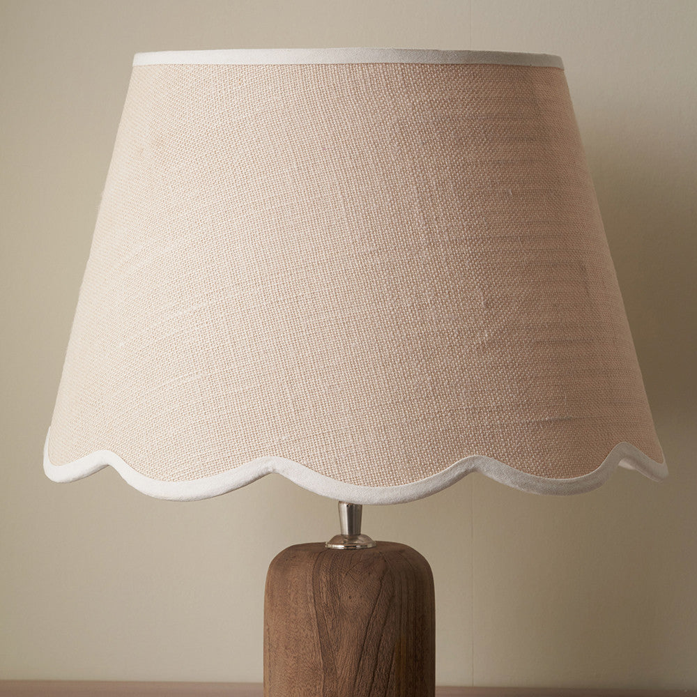 Tabitha Cream Jute Scalloped Edge Tapered Candle Clip Lampshade with Cream Binding