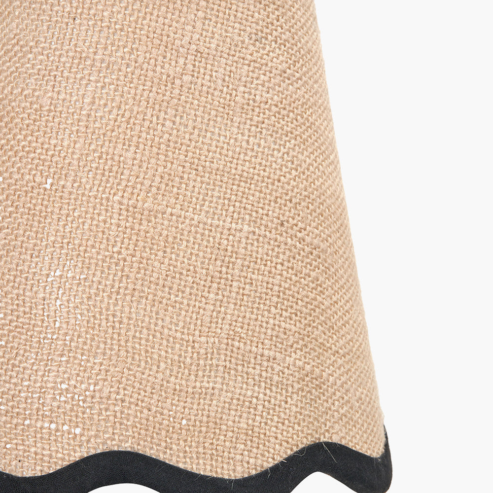 Tabitha Cream Jute Scalloped Edge Tapered Candle Clip Lampshade with Black Binding