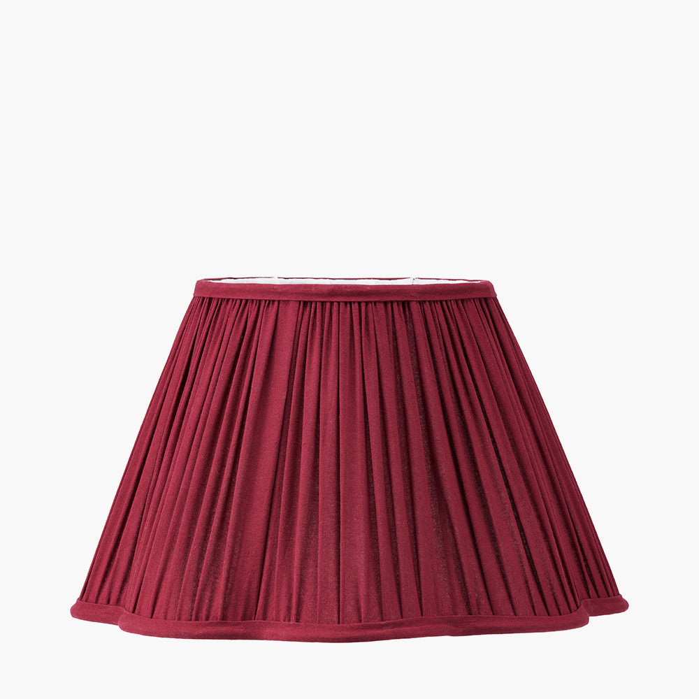 Malia Mulberry Red Mushroom Pleat Scalloped Tapered Lampshade | 35cm