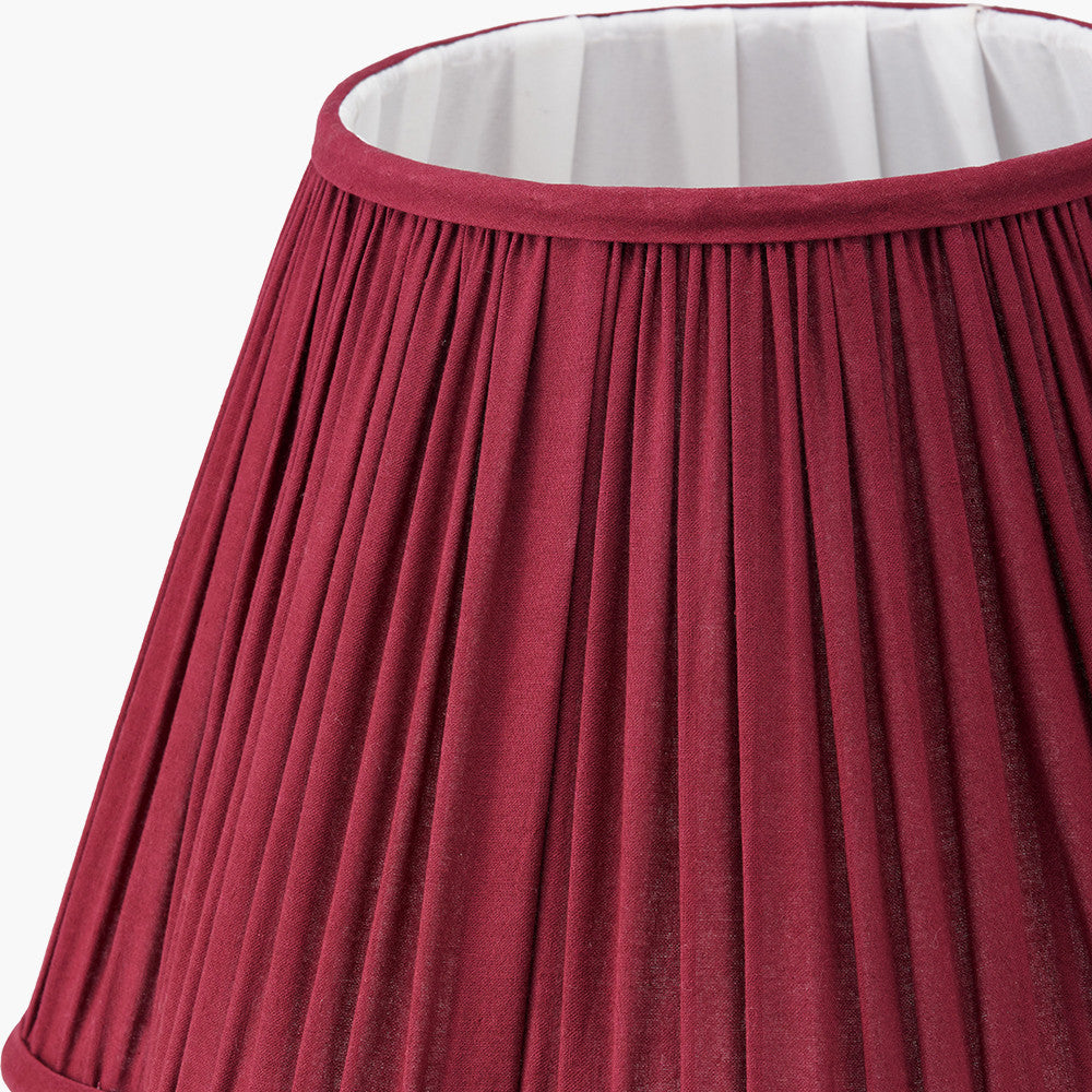 Malia Mulberry Red Mushroom Pleat Scalloped Tapered Lampshade | 35cm