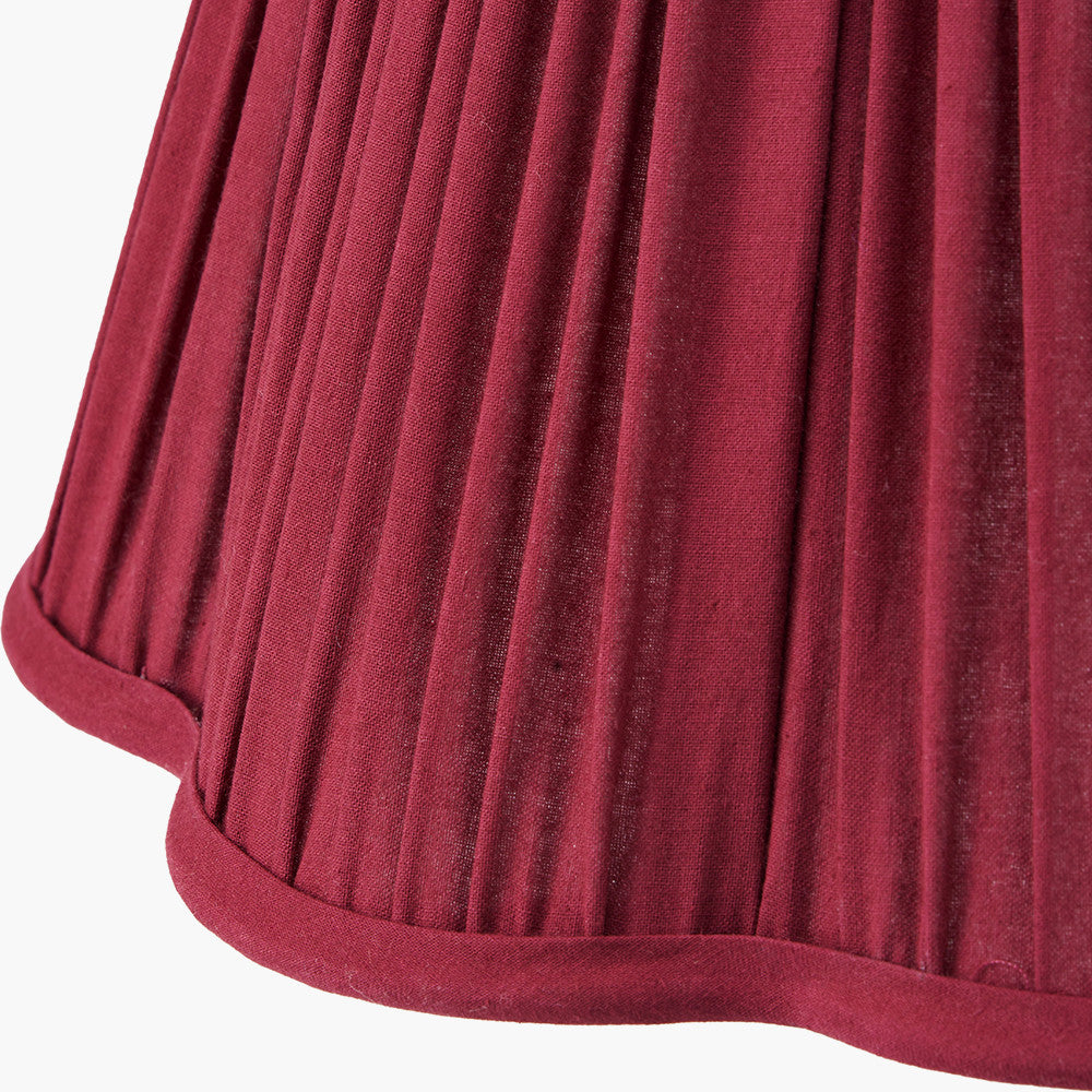 Malia Mulberry Red Mushroom Pleat Scalloped Tapered Lampshade | 35cm