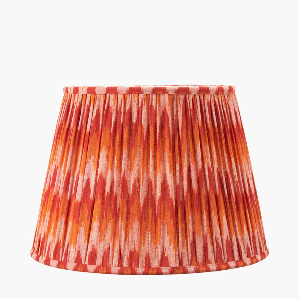Pink and Orange Ikat Patterned Mushroom Pleat Tapered Lampshade