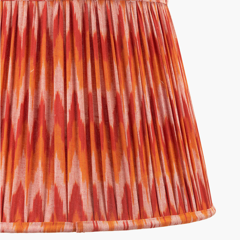 Pink and Orange Ikat Patterned Mushroom Pleat Tapered Lampshade