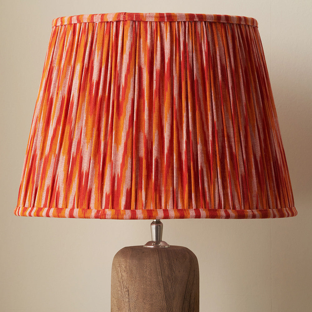 Pink and Orange Ikat Patterned Mushroom Pleat Tapered Lampshade