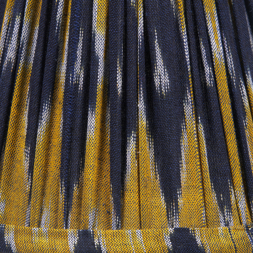 Suri Navy and Yellow Ikat Patterned Mushroom Pleat Tapered Lampshade | 16cm