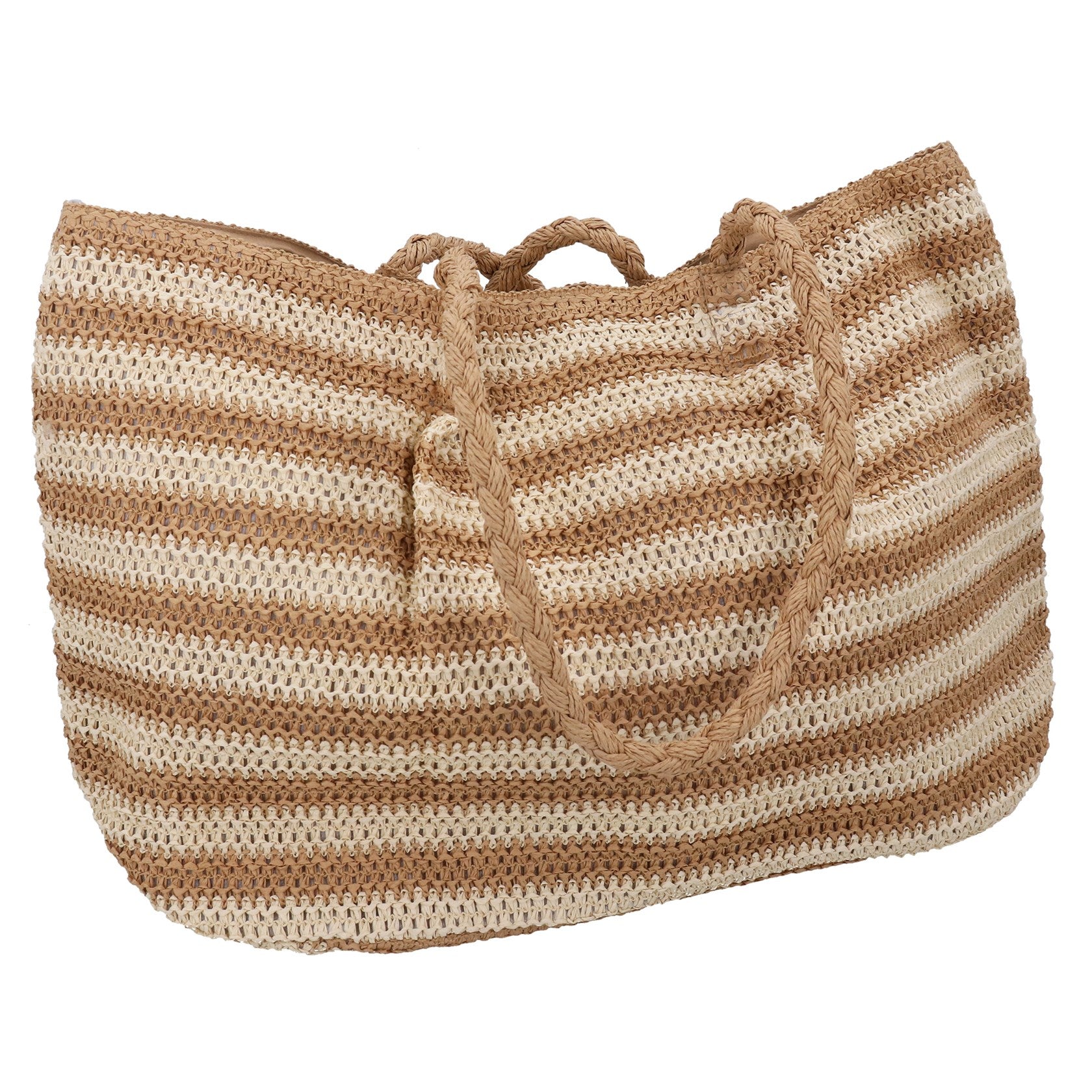 Striped Oversized Straw Shopper Bag