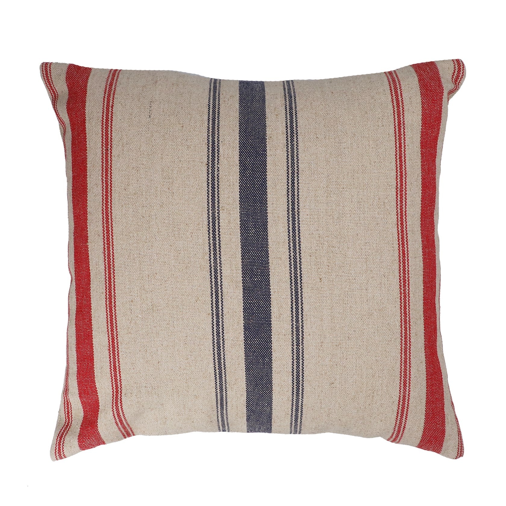 Natural Navy & Red Stripe | Cotton Cushion