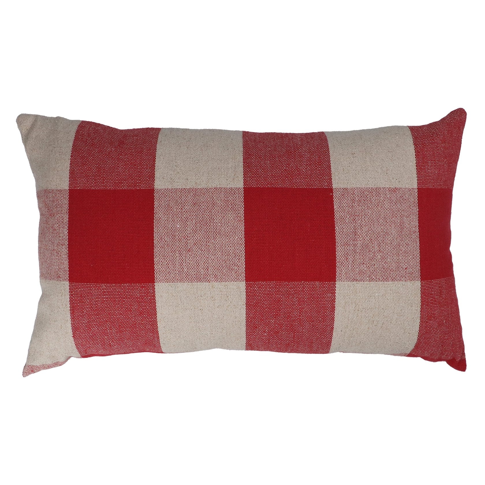 Red & Natural Check | Cotton Rectangle Cushion