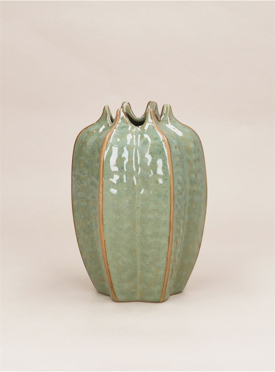 Green Stoneware Pod | Vase