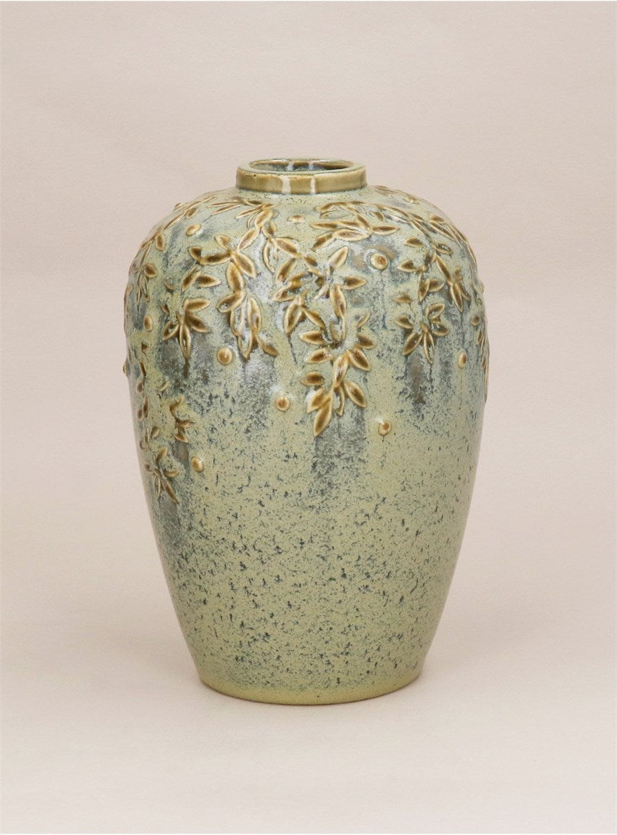 Ceramic Vase | Verdigris Reactive Vine Small