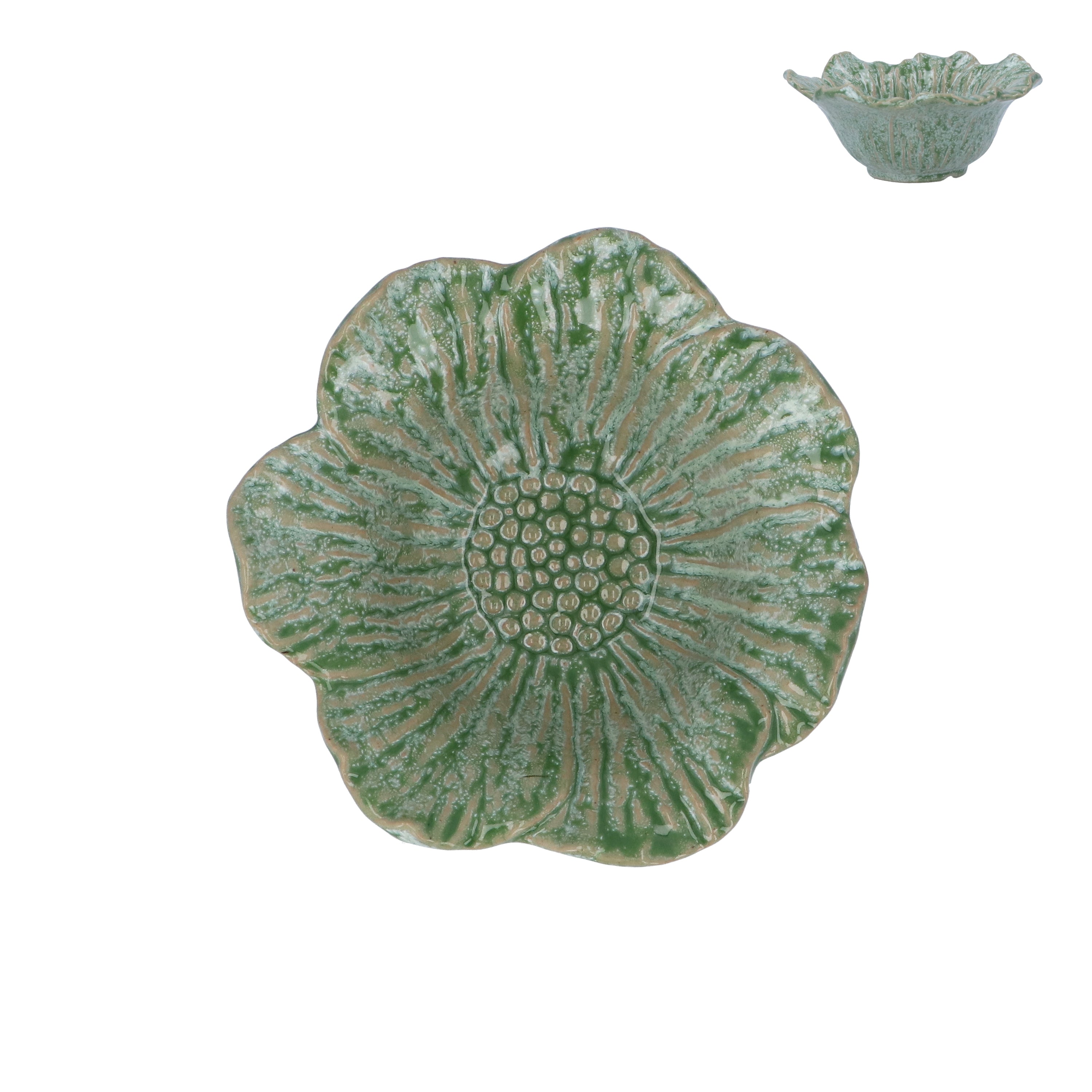 Porcelain Bowl | Green Speckle Flower