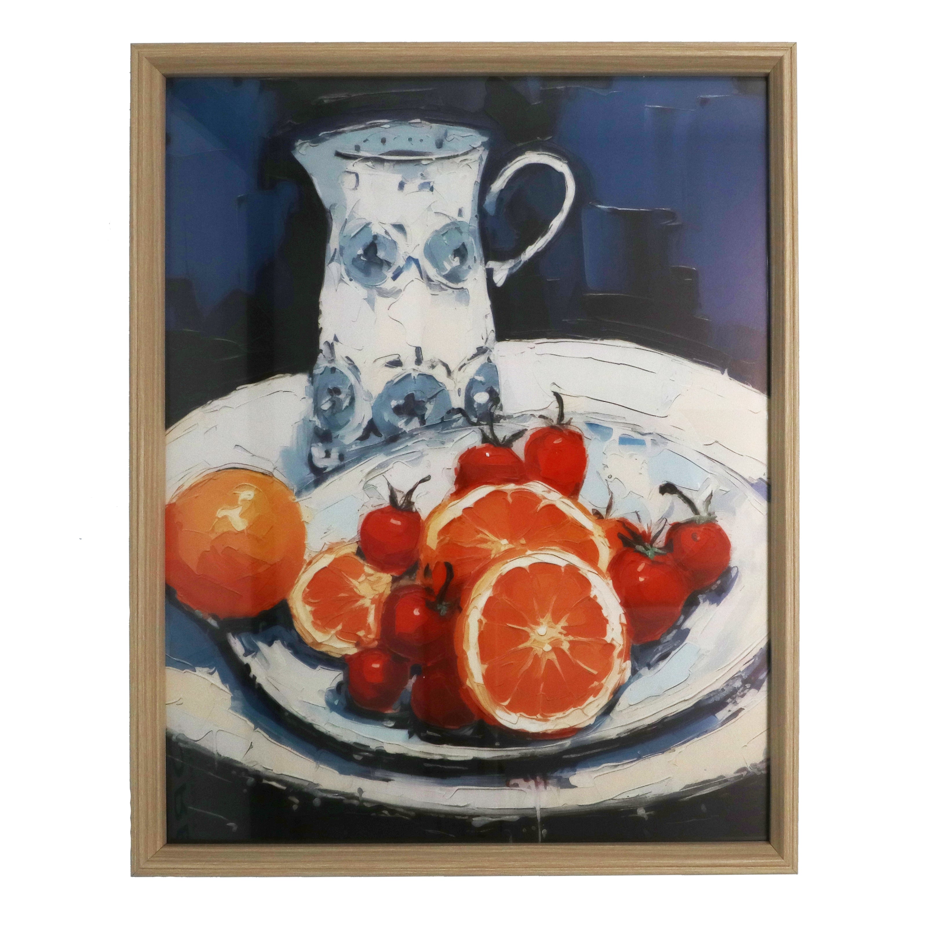Wood Framed Print | Fruit Platter & Jug