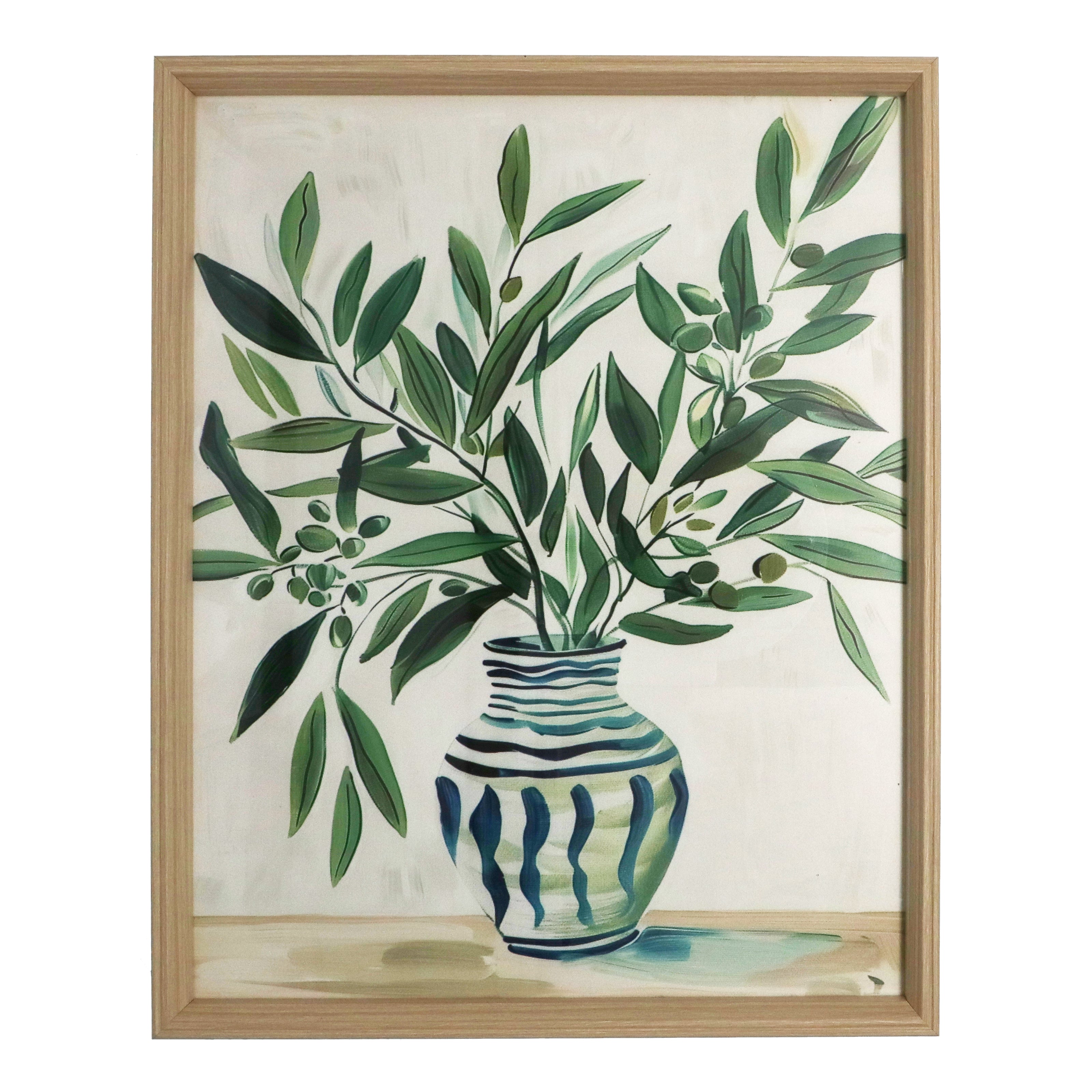 Olive Branches Vase | Wood Frame Print