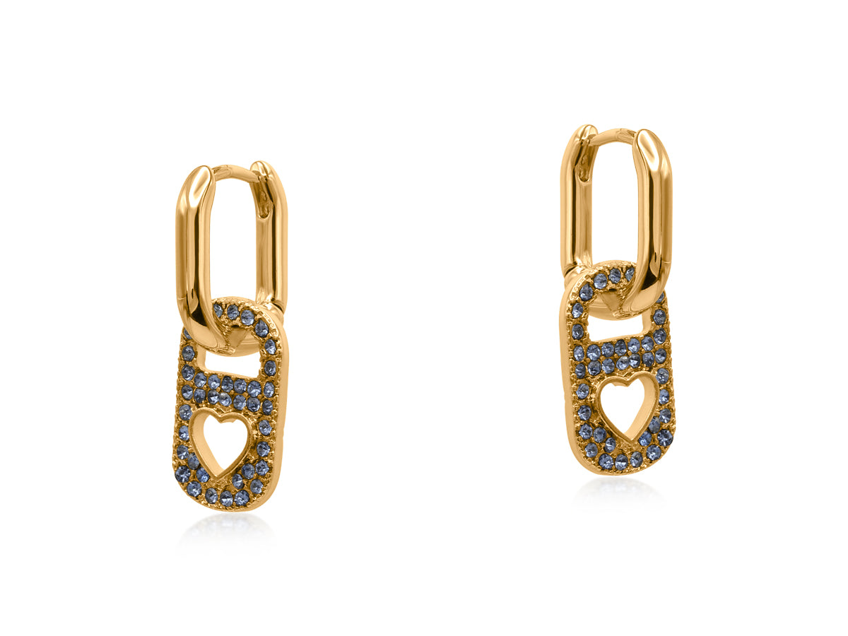 Sirens Amulet Huggie Earrings | Blue