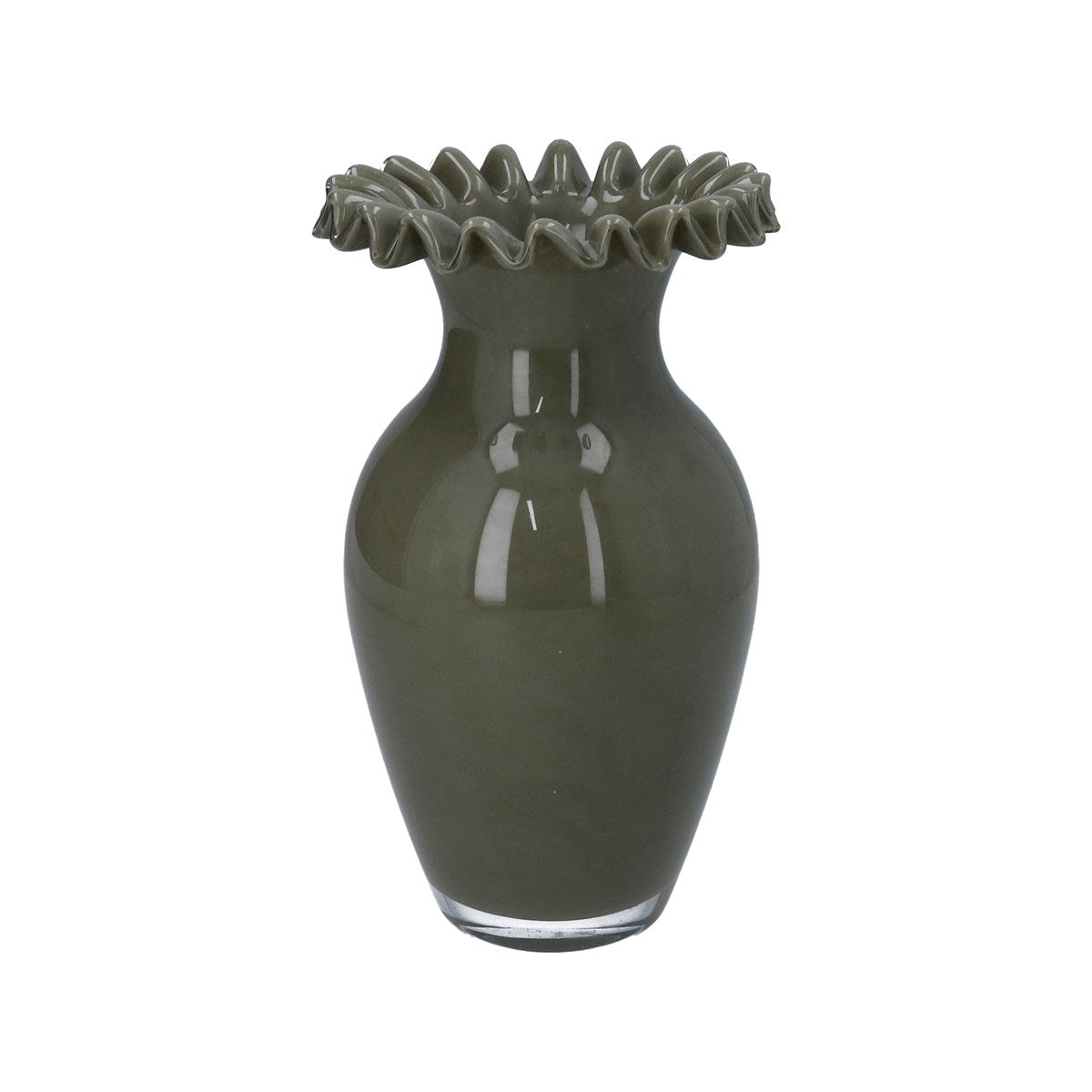 Glass Frill Vase | Khaki Milk