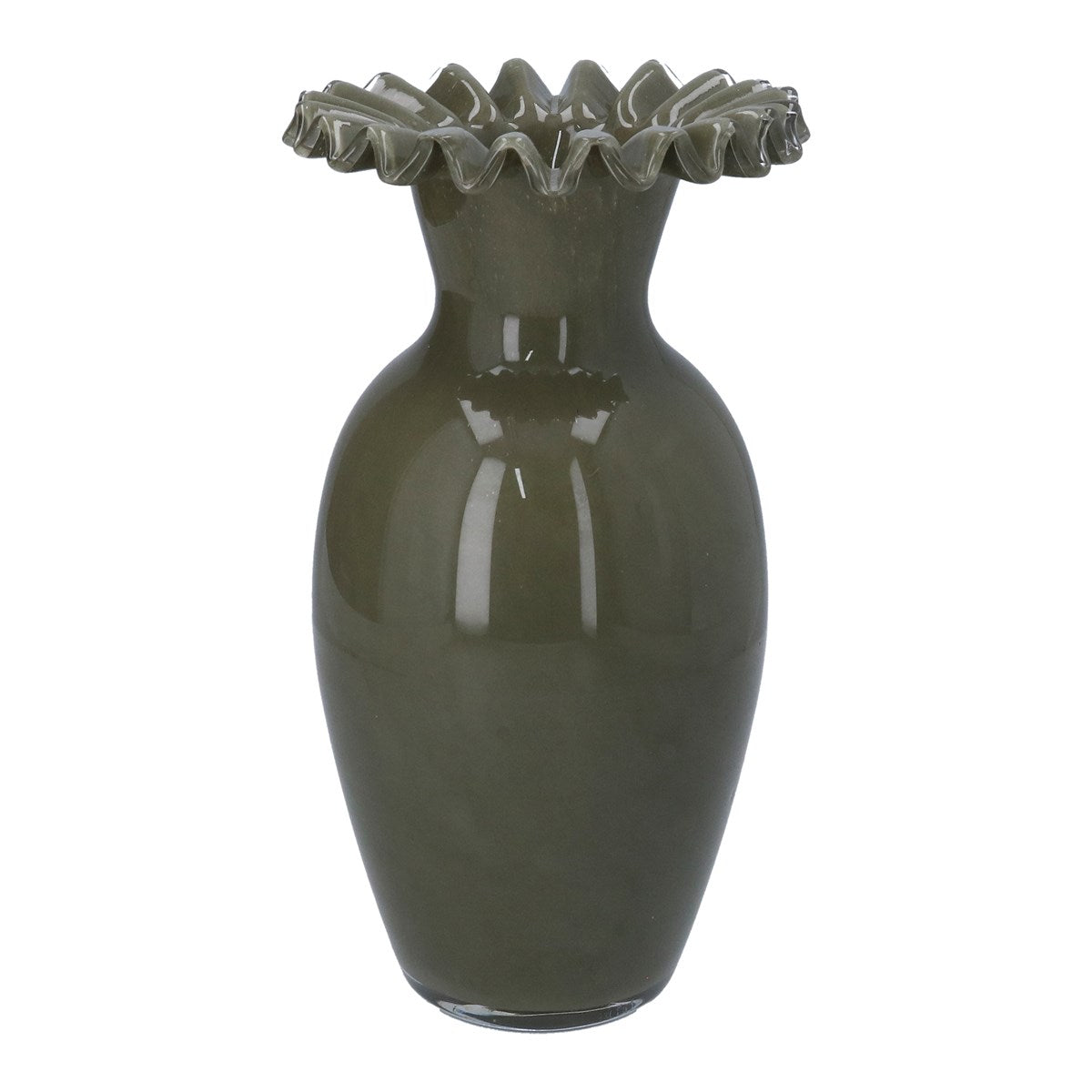 Glass Frill Vase | Khaki Milk