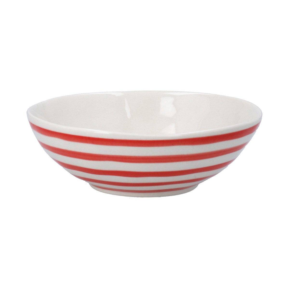 Red Stripe | Stoneware Shallow Bowl