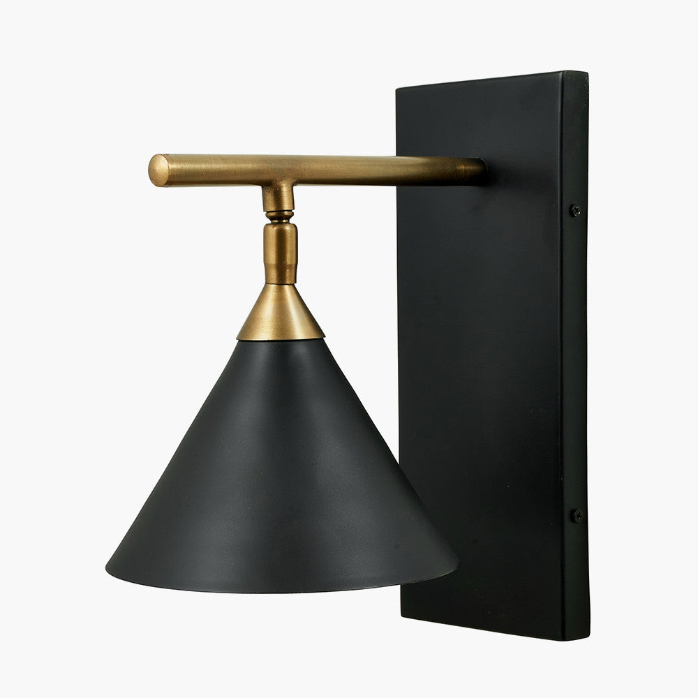 Zeta Matt Black and Antique Brass Wall Lamp