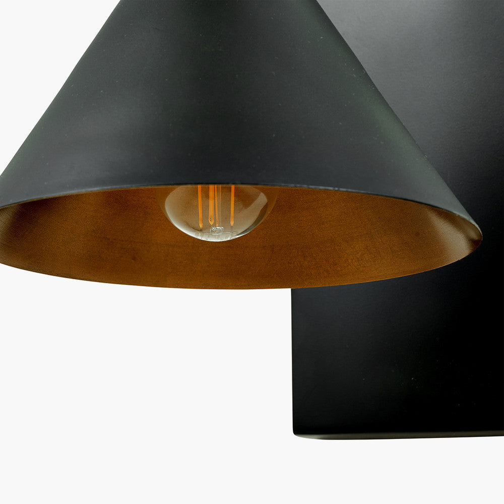 Zeta Matt Black and Antique Brass Wall Lamp