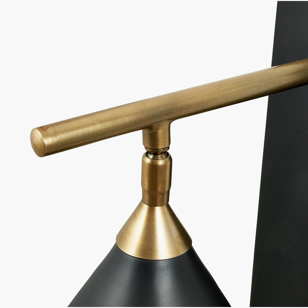 Zeta Matt Black and Antique Brass Wall Lamp