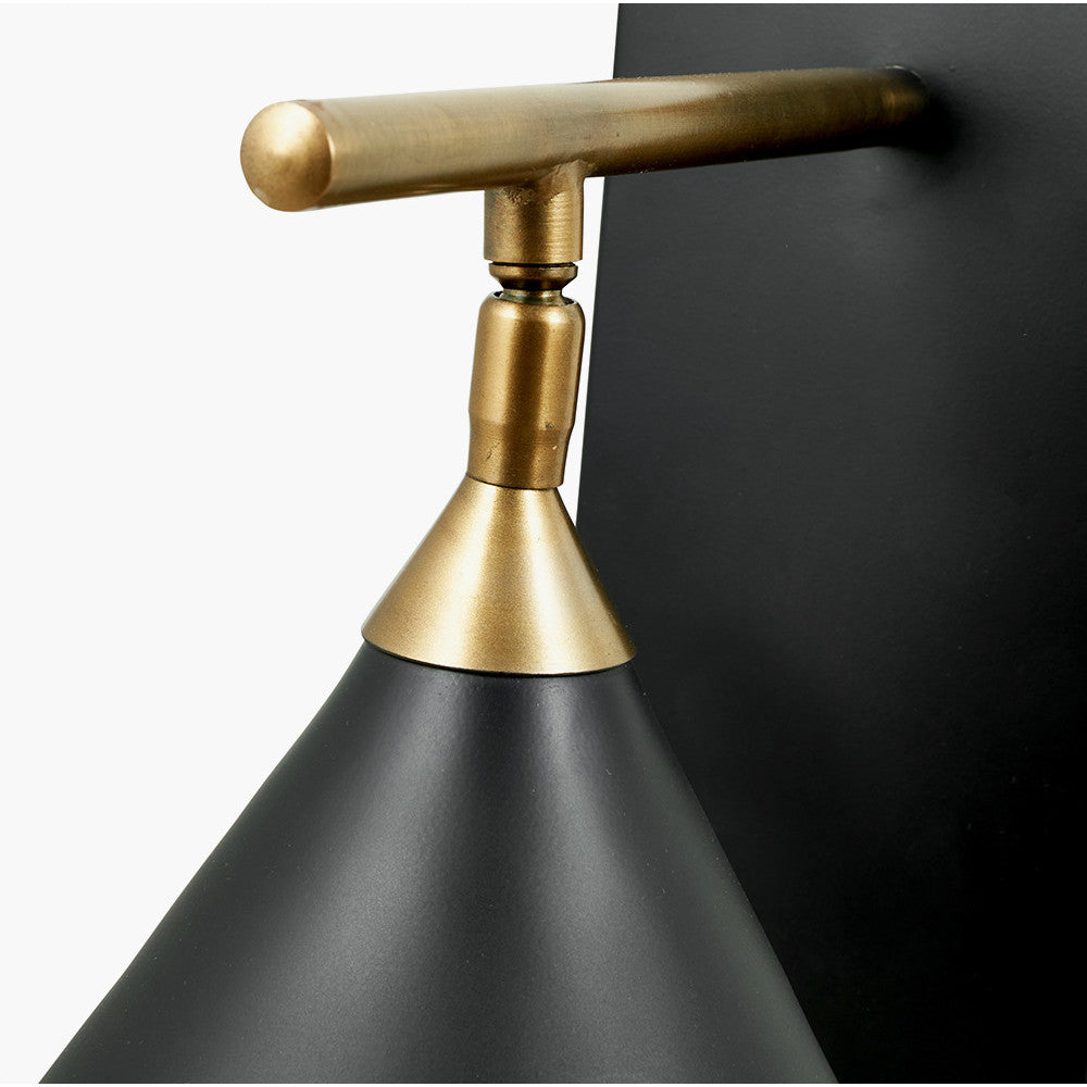 Zeta Matt Black and Antique Brass Wall Lamp