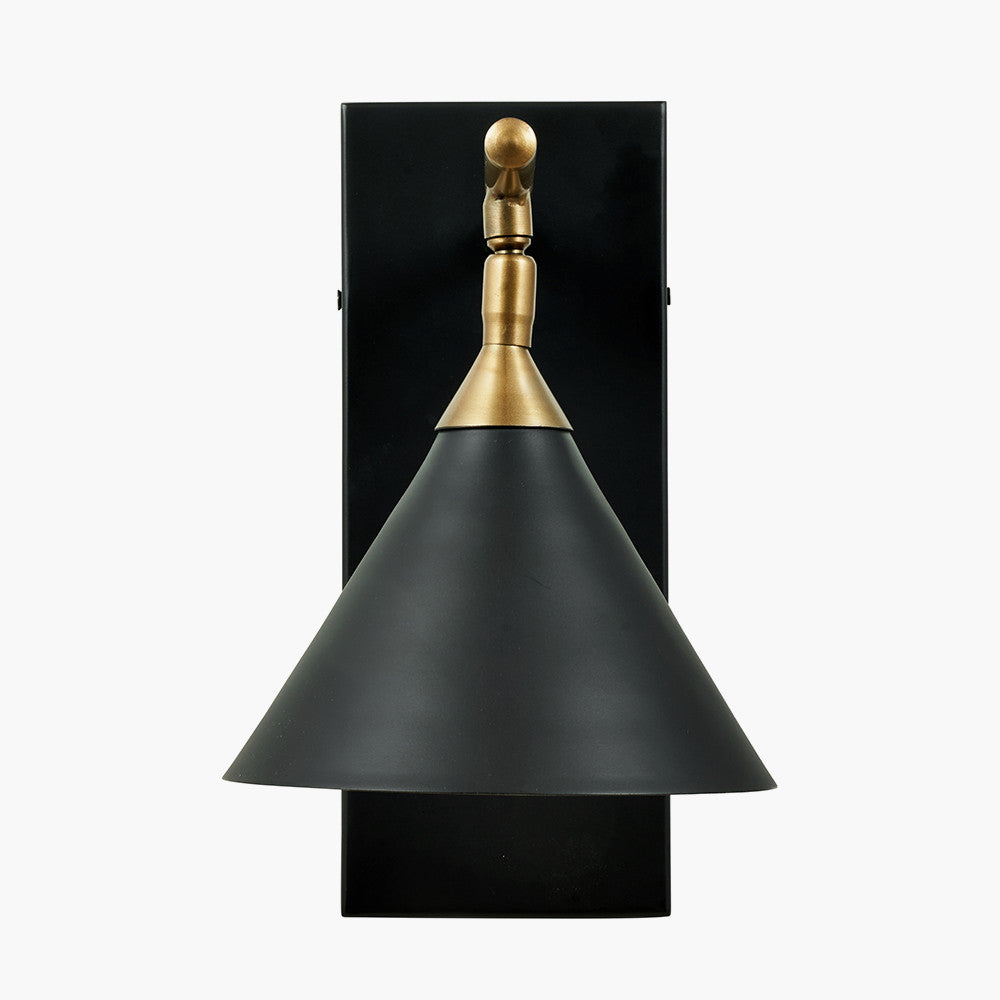 Zeta Matt Black and Antique Brass Wall Lamp