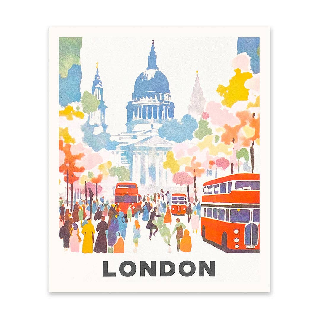 St Paul's Cathedral with Crowd | Riso Print