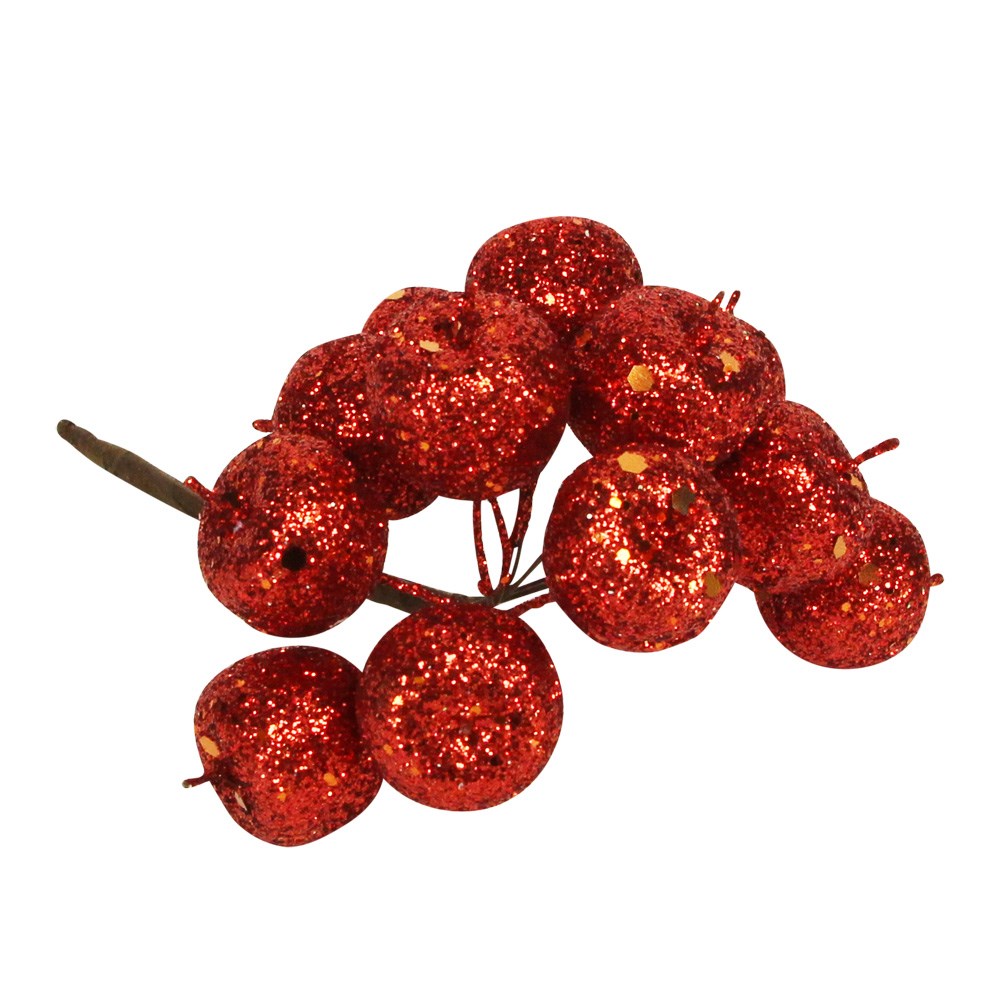 Red Sparkling Cherry Bunch | 12cm Pick
