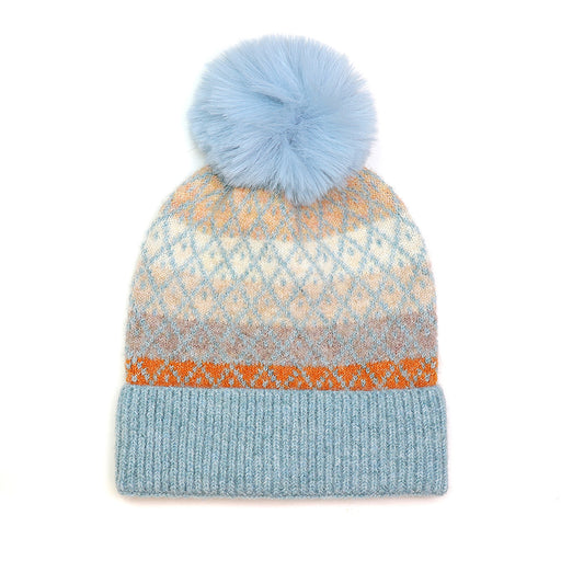 Blue & Rust Bobble Hat