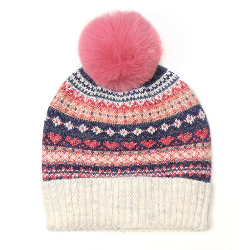 Pink & Navy Fairisle Beanie