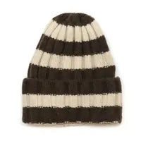 Wanda Brown and Oatmeal Bold Stripe Beanie Hat