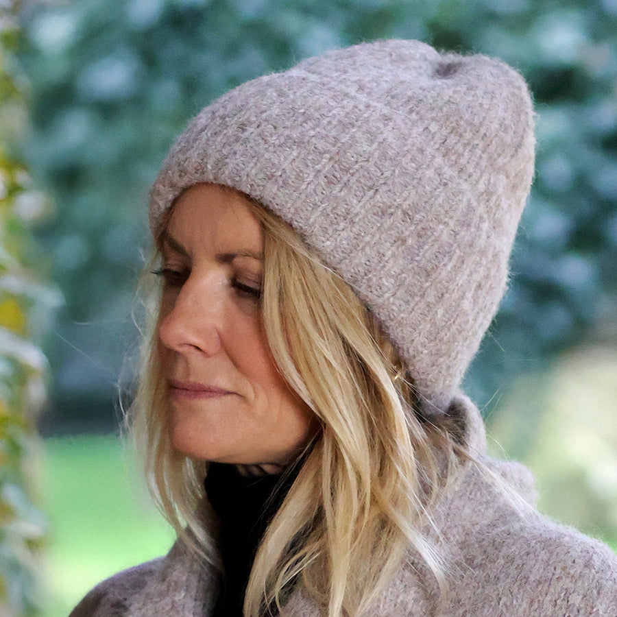 Ashleigh Oatmeal Marl Knit Beanie | Hat