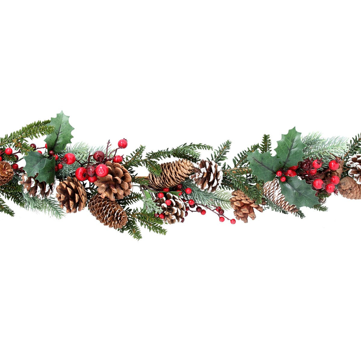 Fir with Red Berries/Snowy Cones | 190cm Garland
