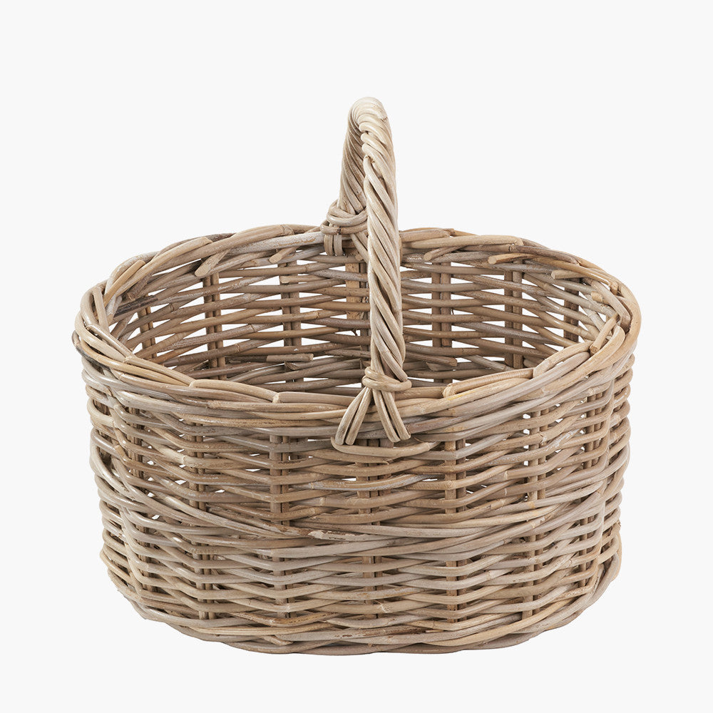 Grey Kubu Rattan Straight Sided Shopping Basket