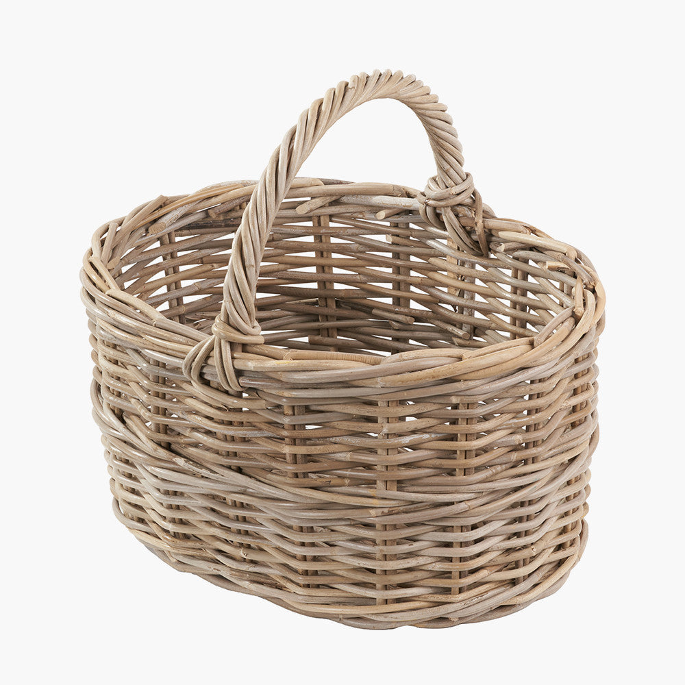 Grey Kubu Rattan Straight Sided Shopping Basket