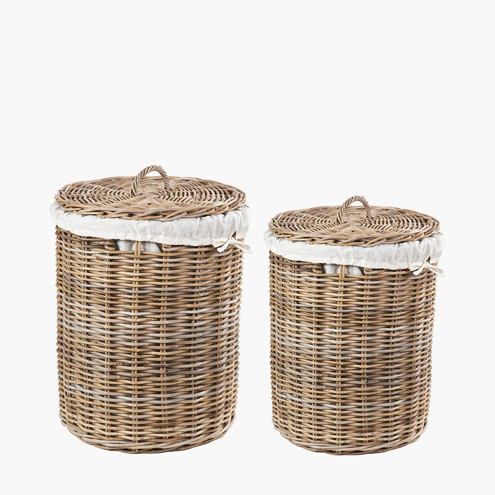 Rattan Round Linen Baskets